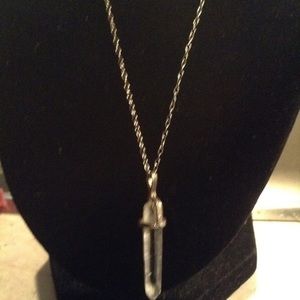 Handmade sterling silver chain w/quartz crystal
